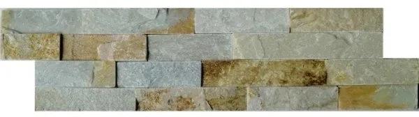 Kerabo Wandtegel Schiste flatface stonepanel beige slate 15x60x1/2 cm Natuursteenlook Breukruw Beige SW0732309