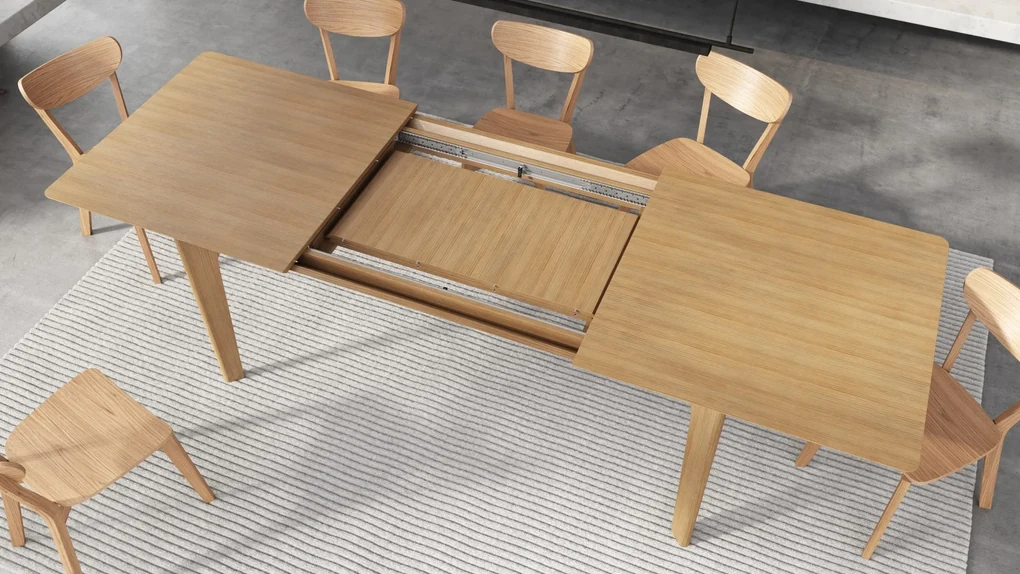 BARI Natuurlijk eiken 180x90 cm (+2 inzetstukken 45 cm) - HOUTEN TAFEL IN JAPANDI STIJL, UITKLAPBARE TAFEL TOT 270 cm!
