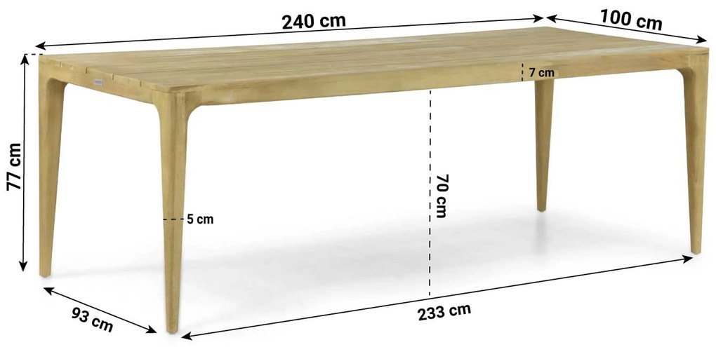 Dining Tuintafel rechthoekig 240 x 100 cm Old teak greywash Sentis