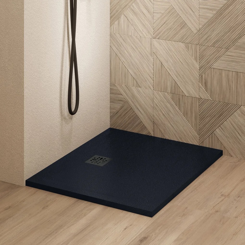 Saniclear Lino douchebak 100x100cm met stone finish zwart