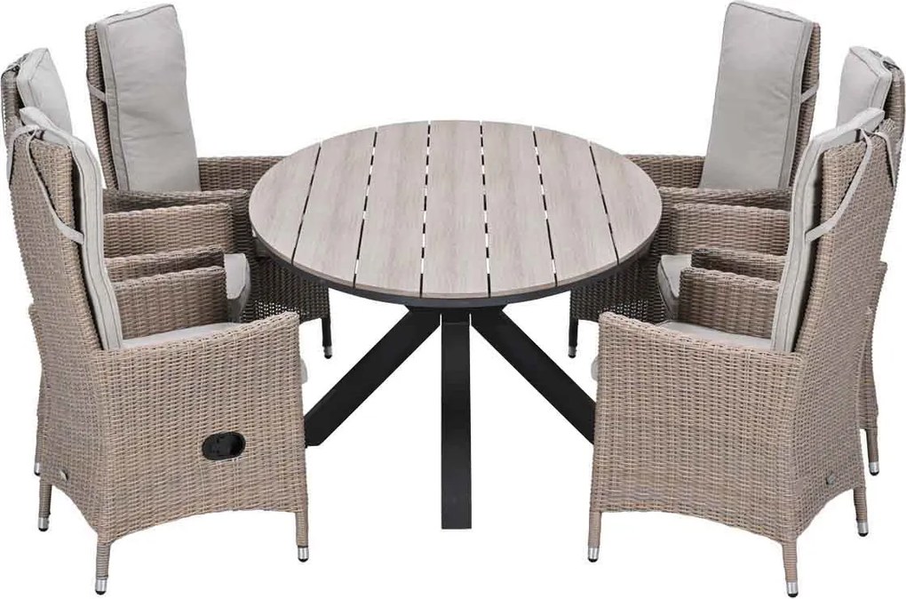 Garden Impressions Collin tuinset 7-delig - Tulli tuintafel 220x115xH75 cm - light teak vironwood