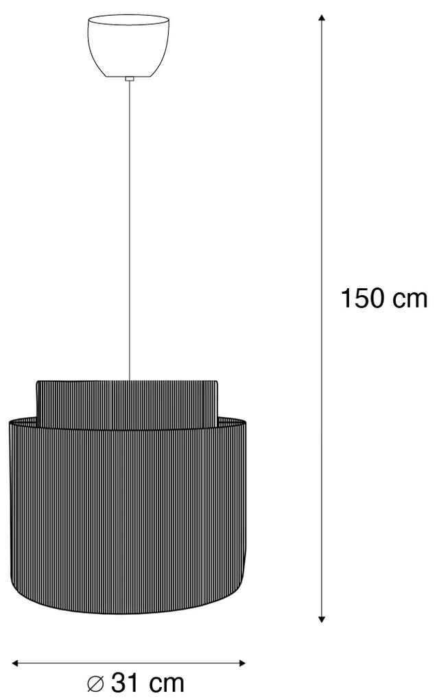 Japandi hanglamp zwart met bruin touw 31cm - SmillaJapandi E27 Scandinavisch rond Binnenverlichting Lamp
