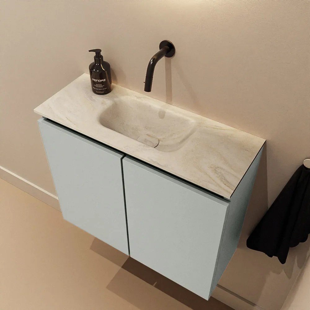 Mondiaz Ture DLux toiletmeubel 60cm greey met wastafel ostra midden zonder kraangat