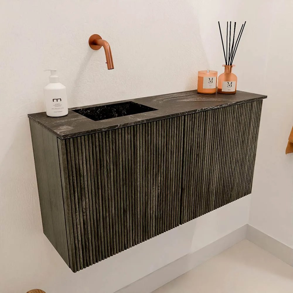 Mondiaz Joya DLux 80cm toiletmeubel shadow met wastafel faye links zonder kraangat lava