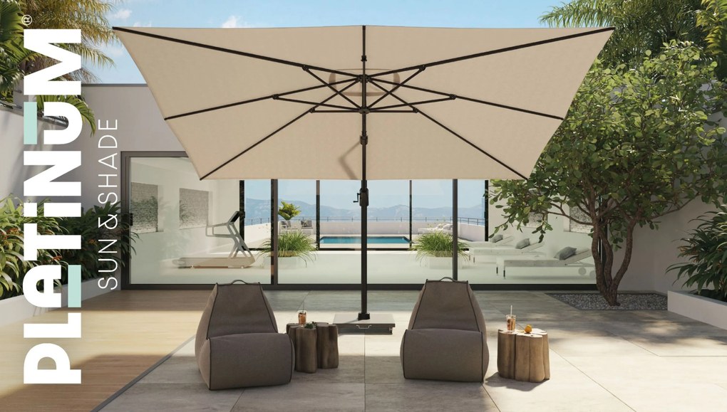 Platinum Challenger zweefparasol 3.5x3.5m T1 premium  (excl. voet) faded black
