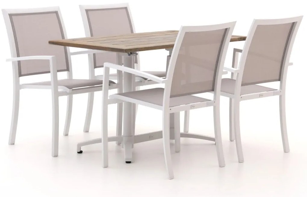 + 15% kassakorting | Diningset Bellagio  | 4 personen kunststof | Tuinset stapelbaar | 5-delig | Kees Smit Tuinmeubelen