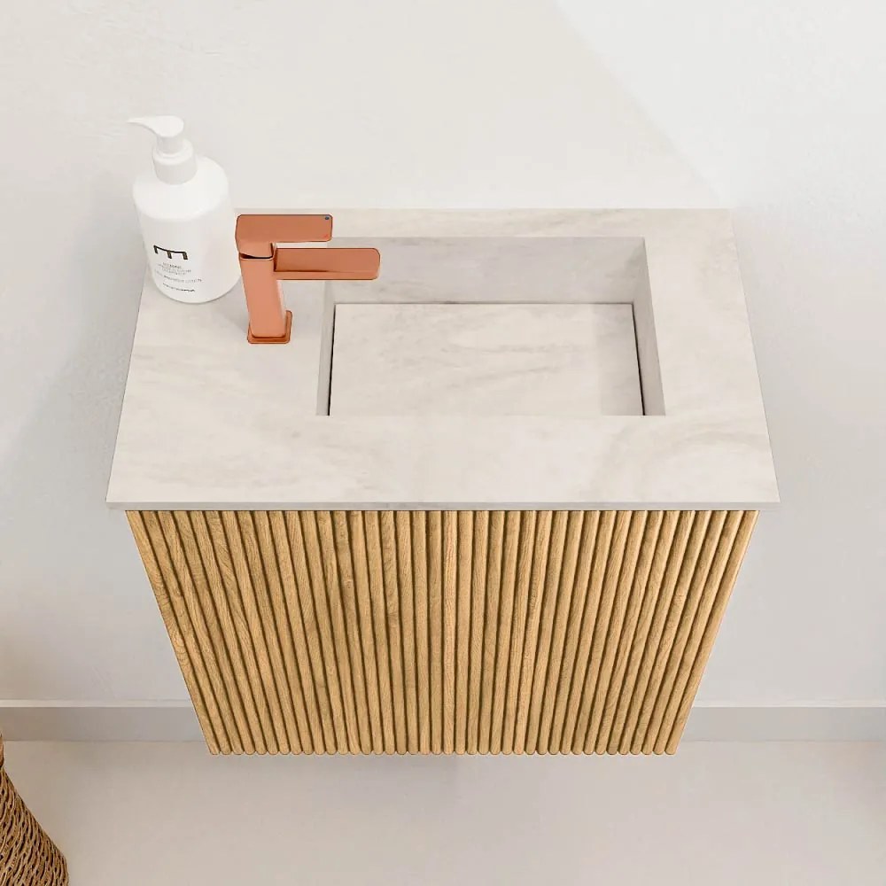 Mondiaz Joya DLux 40cm toiletmeubel oak met wastafel faye rechts 1 kraangat ostra