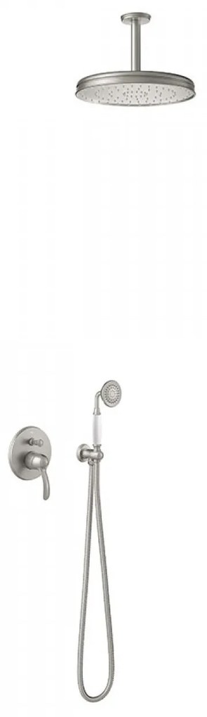 Tres Clasic inbouw regendouche 31cm met handdouche plafondmontage geborsteld staal