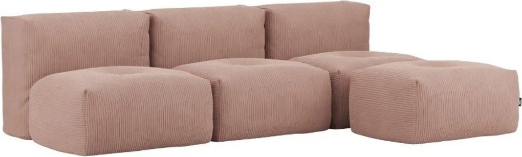 Soft Zitzak Indoor 3 Seater Open + Pouf - Corduroy Rose
