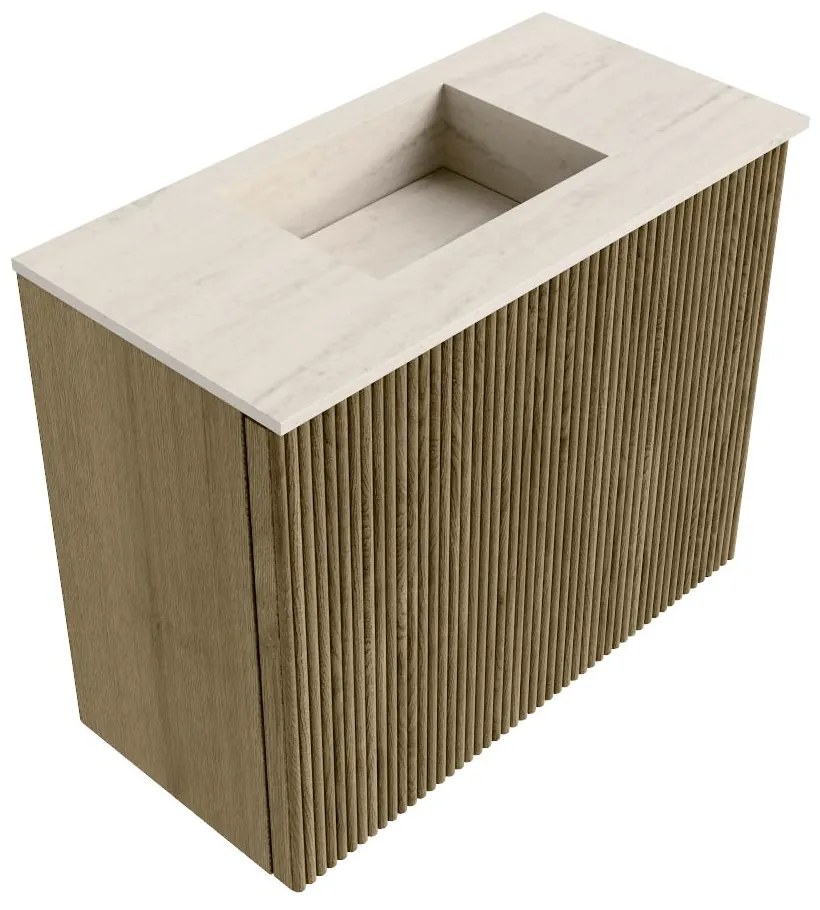 Mondiaz Joya DLux 50cm toiletmeubel dusk met wastafel faye midden zonder kraangat meli