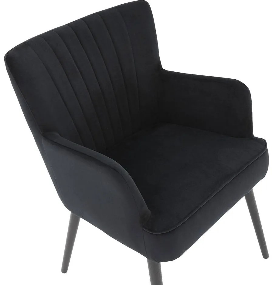 Goossens Eetkamerstoel Rob zwart velvet stof met armleuning, urban industrieel