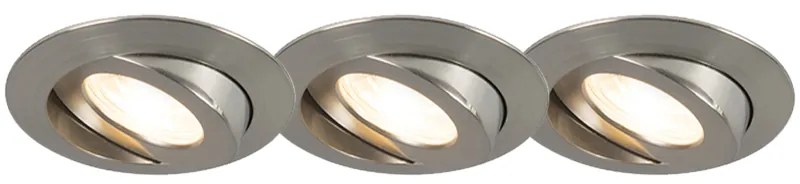 Set van 3 inbouwspots staal incl. LED IP44 - Relax LED Modern IP44 rond Binnenverlichting Lamp