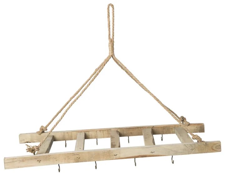 Hangende ladder met haakjes- natural - 60x25x3 cm