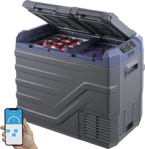 VEVOR Autokoelkast, 12-volt autokoelkast, draagbare 40-liter dual-zone vriezer, instelbaar temperatuurbereik van -20°C tot 20°C, 12/24V DC en 100-240V AC, compressor koeler voor buitengebruik, kamperen, camper