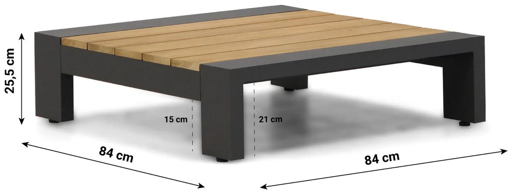 Stoel en Bank Loungeset 5 personen Aluminium/Aluminium/teak Grijs  Lifestyle Garden Furniture Milano