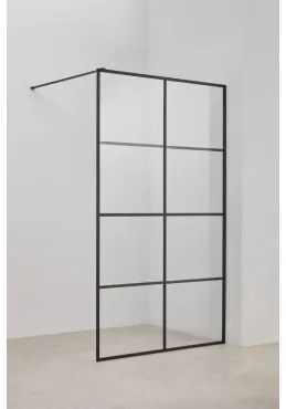 Vaste Douchewand Met Ruitjesmotief, 8 Mm Gehard Glas En Camden Aluminium Matzwart & Transparant & 120 X 195 Cm - Sklum