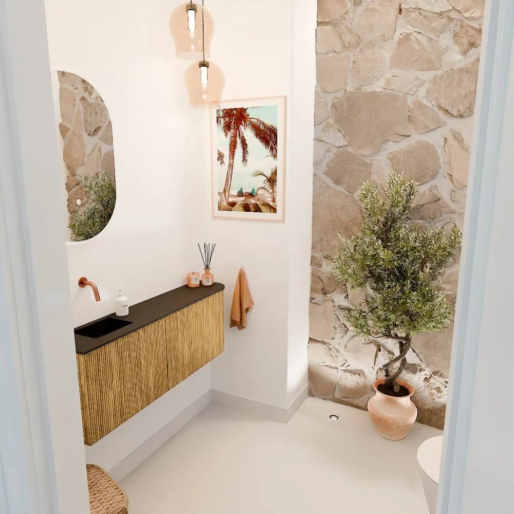Mondiaz Joya 110cm toiletmeubel ronding rechts oak met wastafel faye links zonder kraangat urban