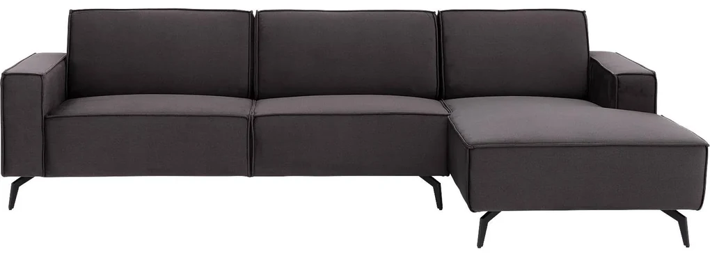 Goossens Hoekbank Hercules antraciet, stof, 2,5-zits, modern design met chaise longue rechts