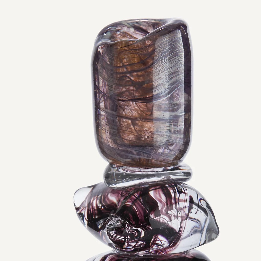 Handgeblazen glazen kandelaar, H23 cm, Qimera