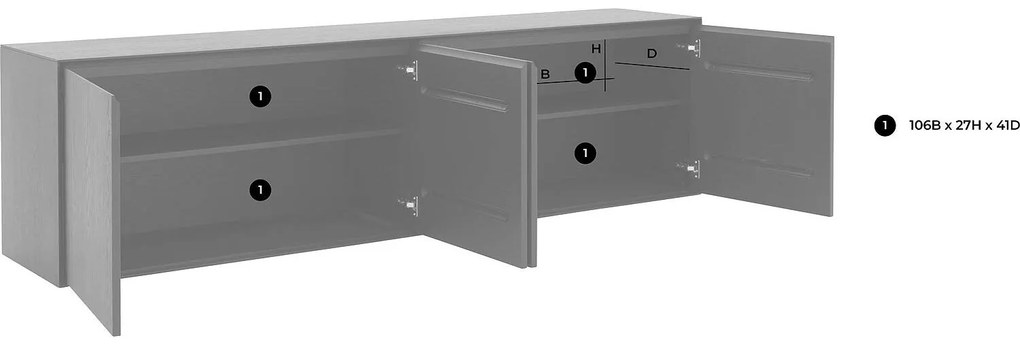 Goossens Excellent Dressoir Vic, 4 deuren, hangend 226 cm breed