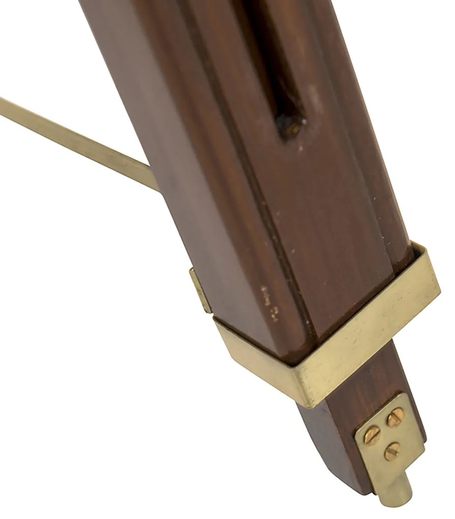 Vintage vloerlamp messing met kap wit 50 cm tripod - Cortin