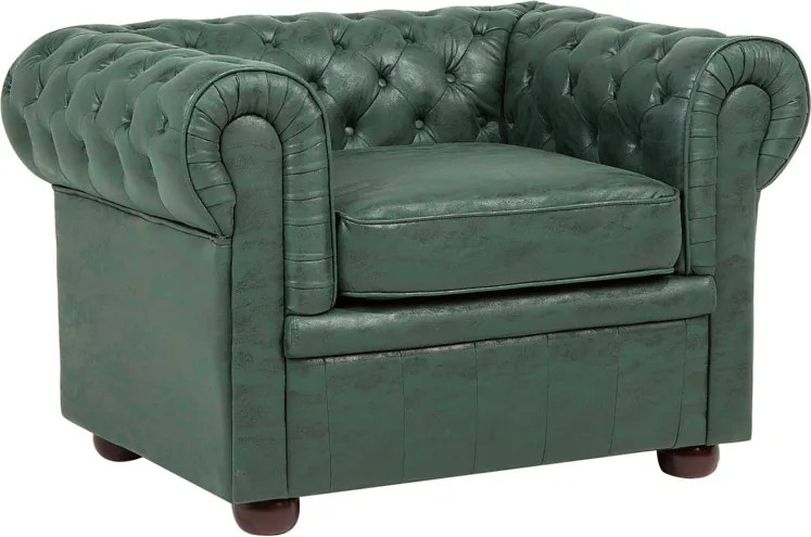 Fauteuil leather-look groen CHESTERFIELD