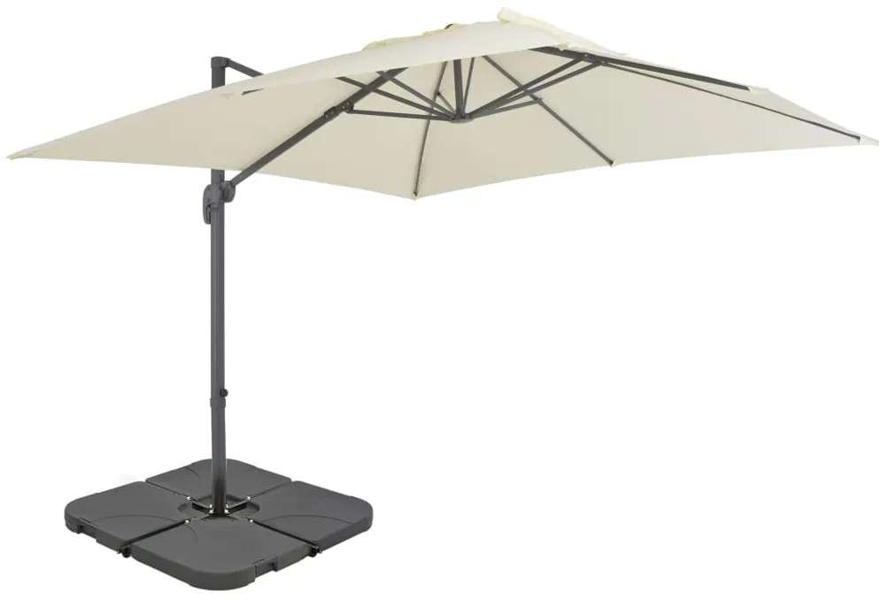 vidaXL Parasol met draagbare voet zandkleurig