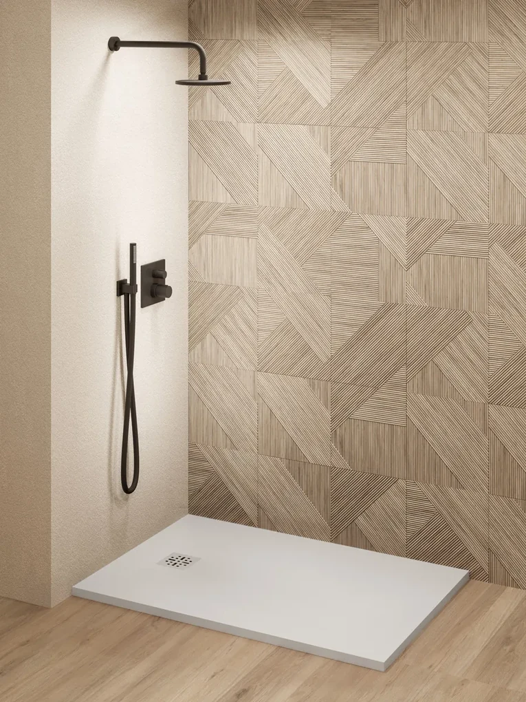 Saniclear Lino douchebak 120x70cm met stone finish wit