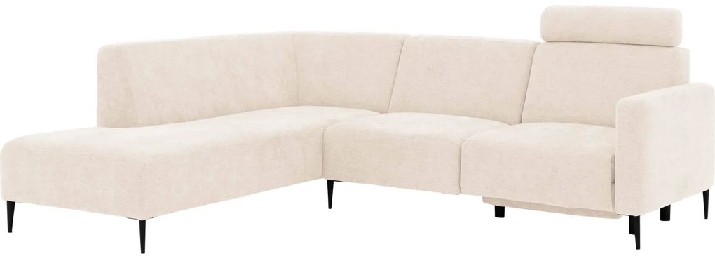Goossens Hoekbank Tiolo Met Relaxfunctie En Hoofdsteun wit, stof, 3-zits, modern design met ligelement links