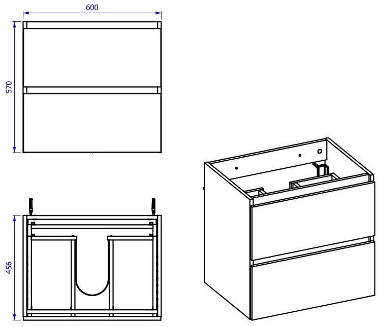 Comad Monako 820 FSC onderkast 60cm eiken/grijs