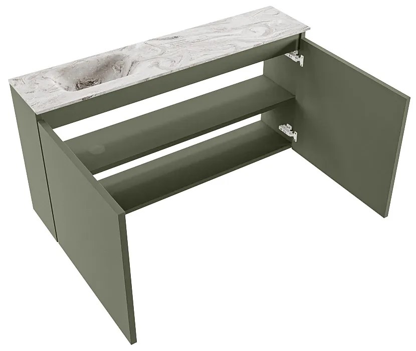 Mondiaz Ture DLux toiletmeubel 100cm army met wastafel glace links zonder kraangat