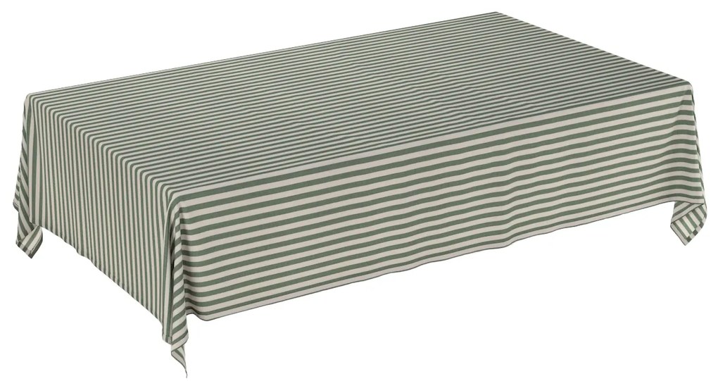 Dekoria Rechthoekig tafelkleed, groen-witte strepen (1,5cm), 130 x 160 cm