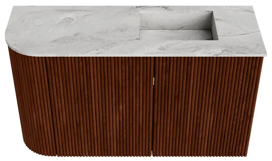 Mondiaz Joya DLux 70cm toiletmeubel ronding links ruby met wastafel faye rechts 1 kraangat glace