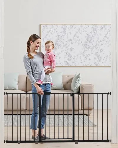 VEVOR Baby Gate Hondenhekje Scheiding met Verstelbare Breedte (154-161 cm), 76,2 cm Hoog Traphekje met Dubbel Vergrendelingssysteem en Eénhandsopening, voor Trappen en Deuren, Zwart
