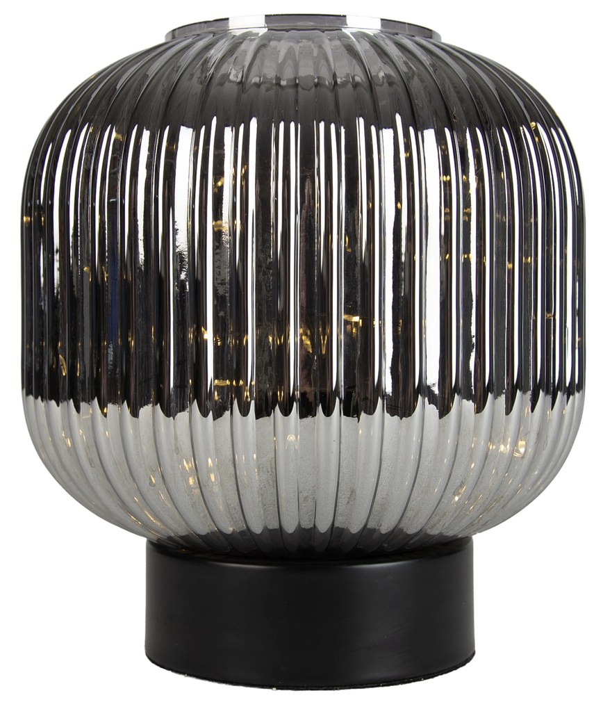 Art Deco tafellamp zwart met smoke glas incl. E27 lichtsnoer - Karel