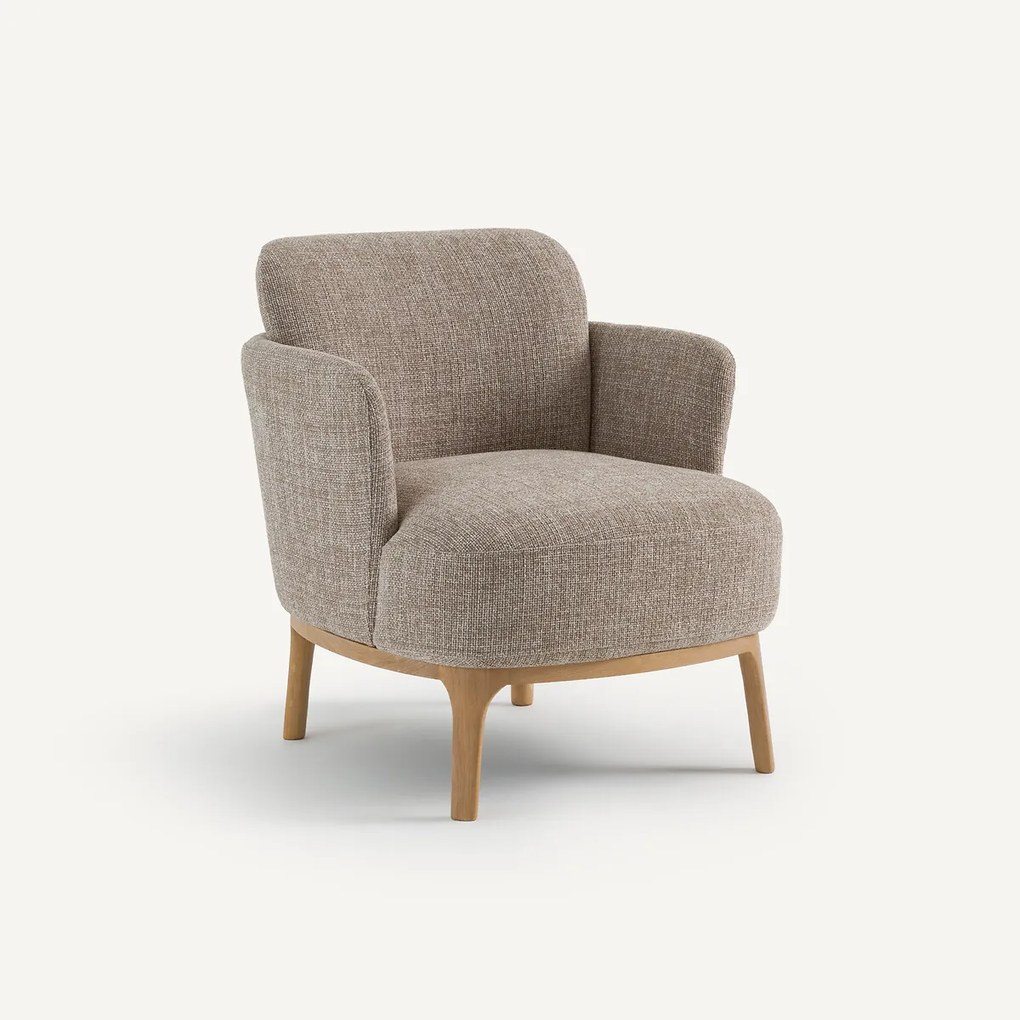 Fauteuil in gemêleerde stof en massief eiken, Jabote