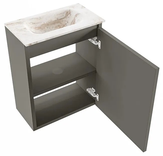 Mondiaz Ture DLux toiletmeubel 40cm smoke met wastafel frappe midden zonder kraangat