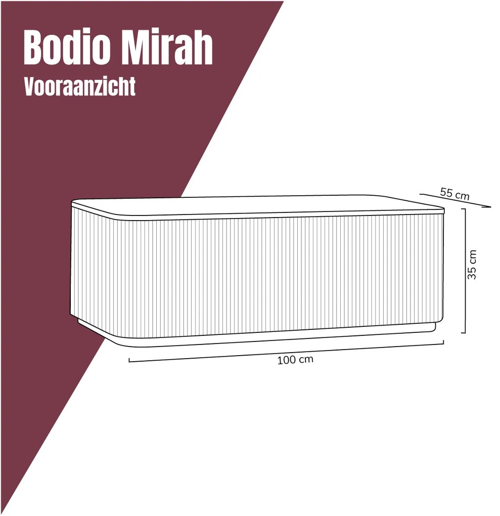 Ribbelhout Salontafel Rechthoekig - 100 X 55cm.
