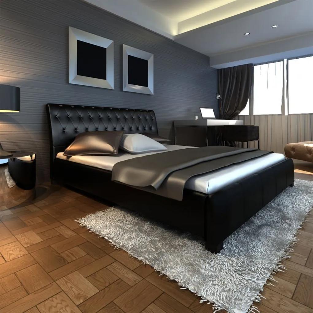 Medina Bed met matras kunstleer zwart 180x200 cm