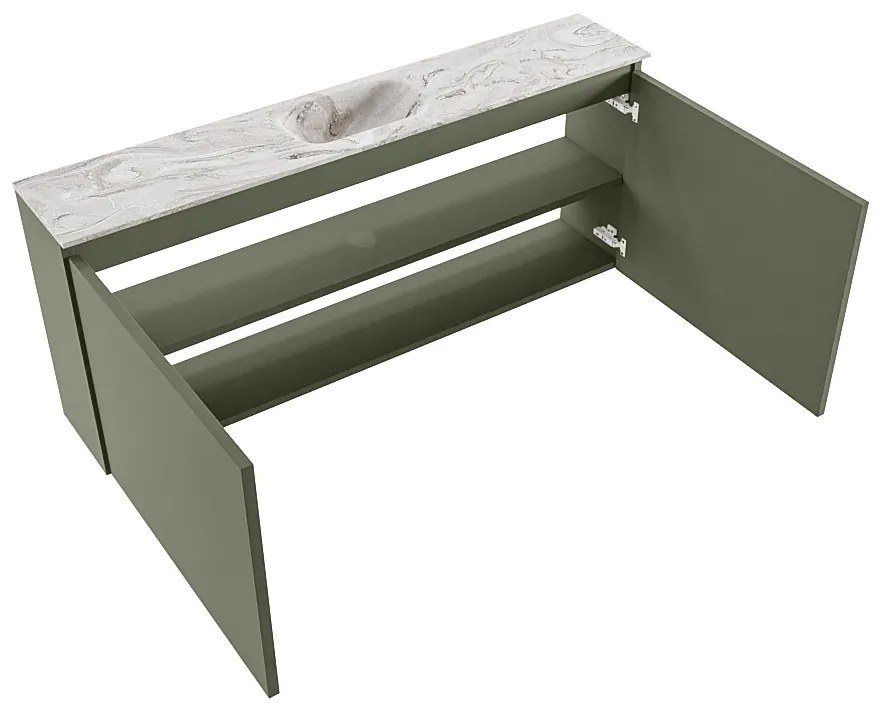 Mondiaz Ture DLux toiletmeubel 120cm army met wastafel glace midden met kraangat