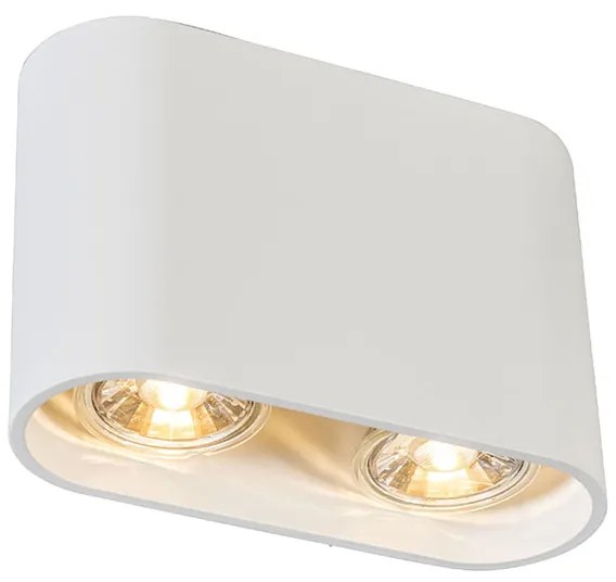 Moderne opbouwSpot / Opbouwspot / Plafondspot wit 2-lichts GU10 50mm - Ronda Design, Modern GU10 ovaal Binnenverlichting Lamp