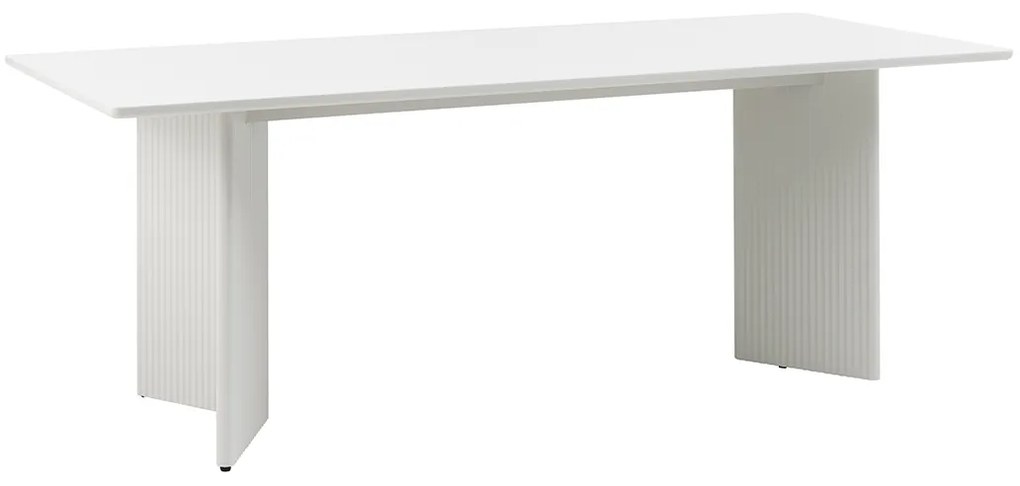 Retro Design Eettafel Greige Met Ribbels - 200 X 90cm.