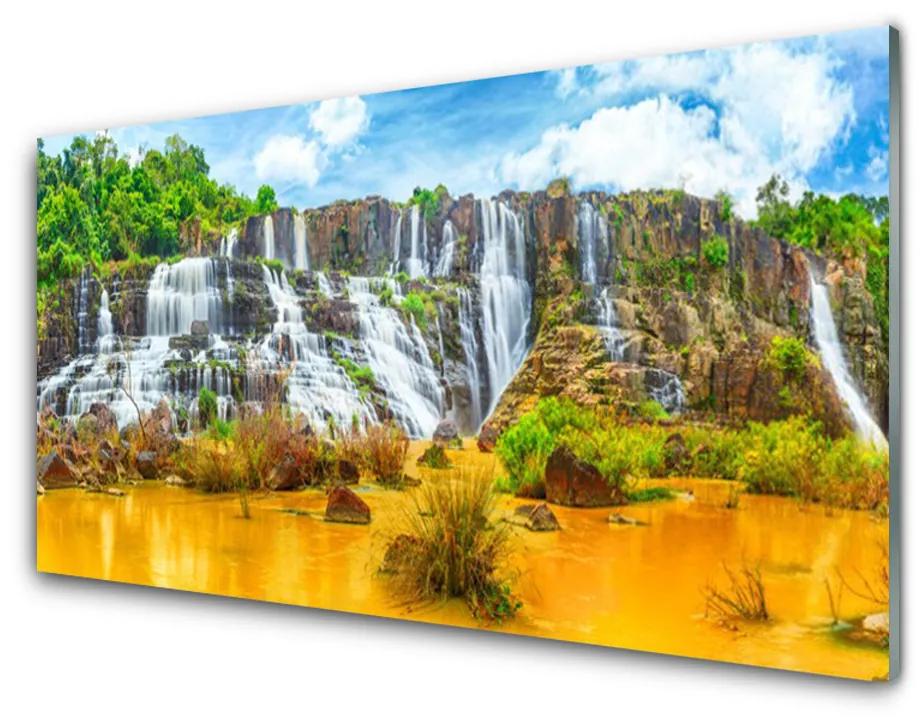 Foto in glas Waterval trees nature 100x50 cm