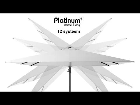 Platinum Voyager zweefparasol T2 2,7x2,7 m. - Light grey met Modena voet en hoes