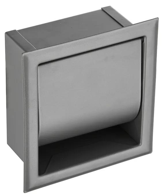 Saniclear Iron inbouw toiletrolhouder met klep gunmetal - verouderd ijzer