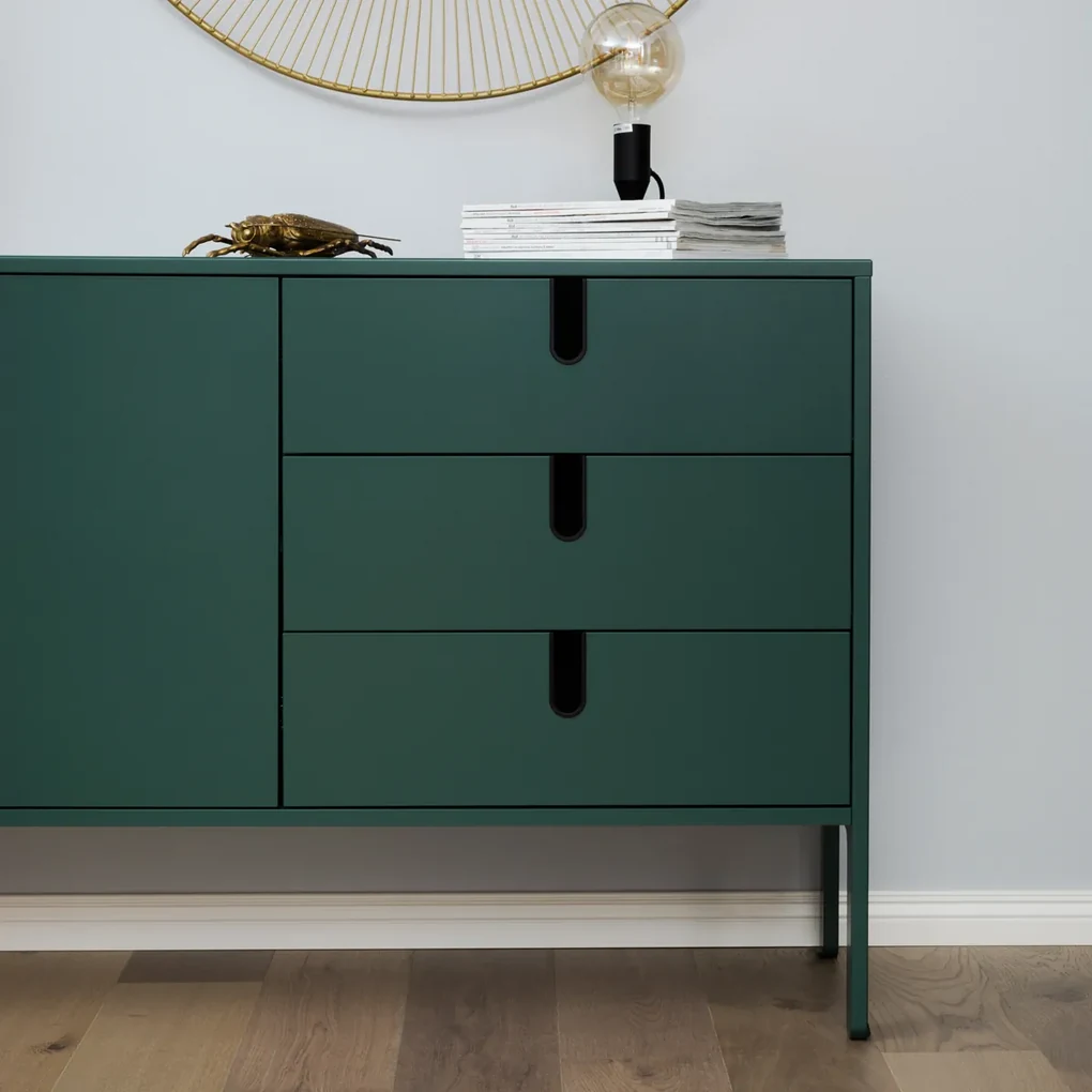 Tenzo Uno Modern Dressoir Met Lades Groen - 171x46x86cm.