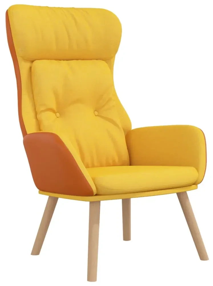 vidaXL Relaxstoel stof en PVC mosterdgeel