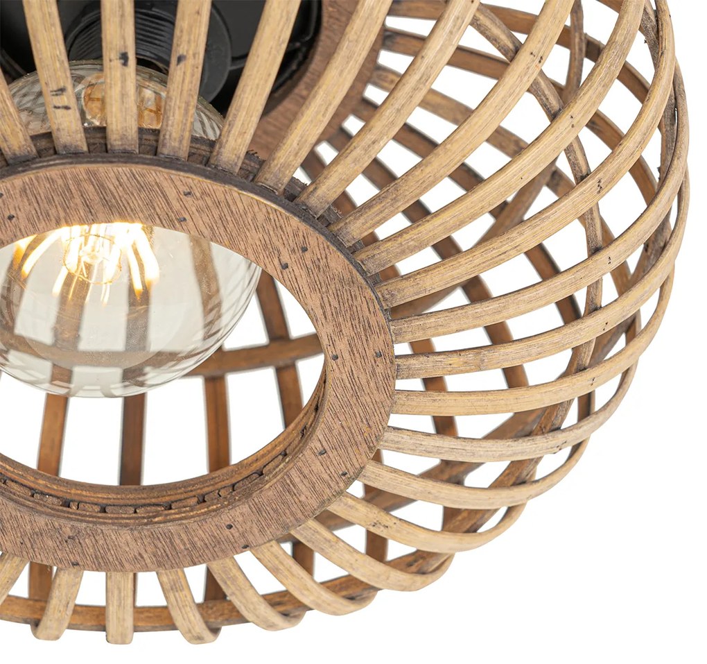 Oosterse plafondlamp zwart met bamboe - AmiraOosters E27 rond Binnenverlichting Lamp