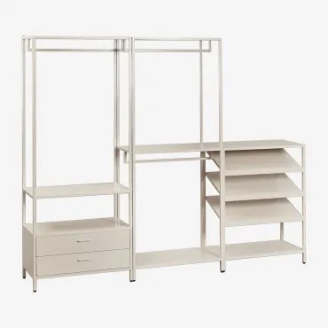 Janine 3-delige Open Modulaire Kledingkast Met Laag Stalen Schoenenrek Tapioca Beige - Sklum