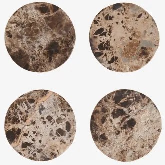 Pack Van 4 Ronde Onderzetters Ø10 Cm In Valtris Marmer Bruin Marmer Emperador - Sklum